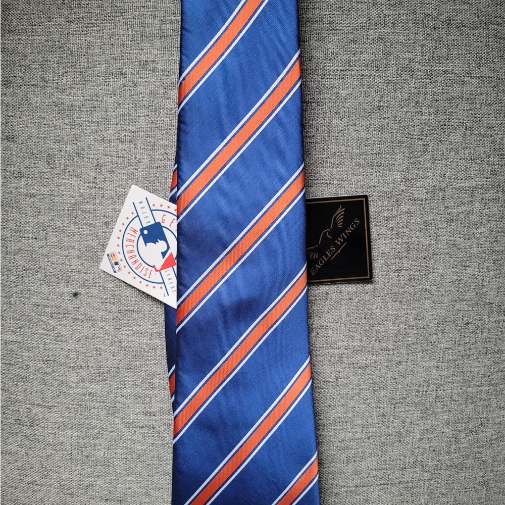 Blue and Orange METS Striped Men's Tie